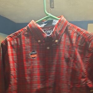 Chaps Red and Black Plaid Button Down Shirt